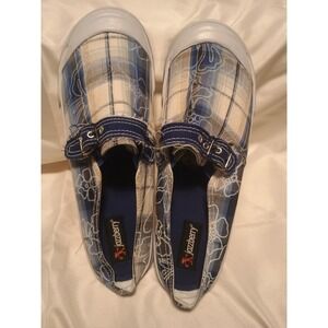 Women's Jazzberry Canvis Walking Sneakers. Size 9 Brand New Blue/Cream Plaid